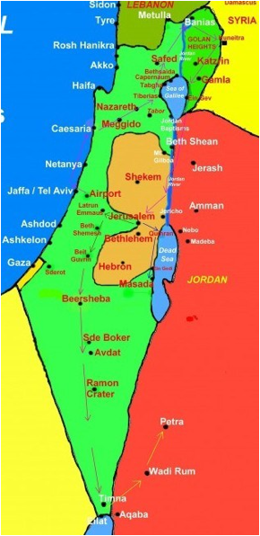 Description: ap of Israel showing general
                      touring routes